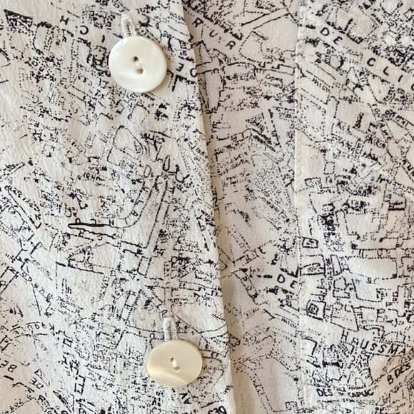Colours by Alexander Julian Silk All Over Print Blouse French Map Artsy Travel-8 - Picture 6 of 15